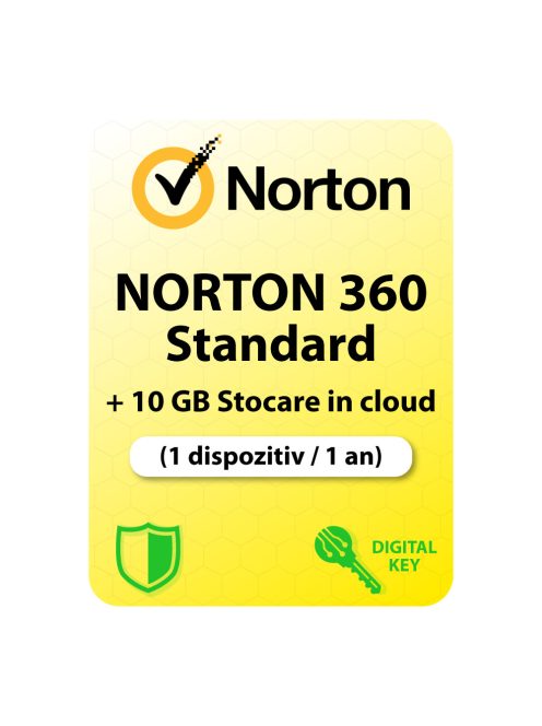Norton 360 Standard (EU) + 10 GB Stocare in cloud (1 dispozitiv / 1an) - Cumpărați licență 