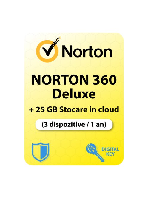 Norton 360 Deluxe (EU) + 25 GB Stocare in cloud (3 dispozitive / 1 an) - Cumpărați licență 