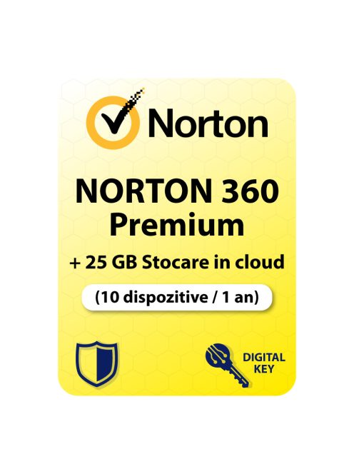 Norton Security Premium + 25 GB Stocare in cloud (10 dispozitive / 1 an) - Cumpărați licență digi