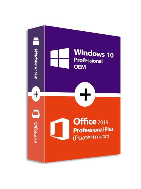 Windows 10 Pro (FPP Retail) + Office 2019 Professional Plus (Poate fi mutat)