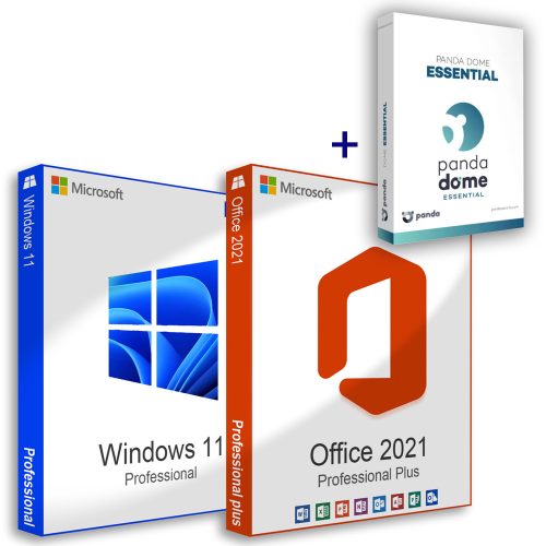 Microsoft Windows 11 Pro (OEM) + Office 2021 Professional Plus (Activare on-line) + Panda Dome Essential (3 dispozitive / 1 an) Family Pack