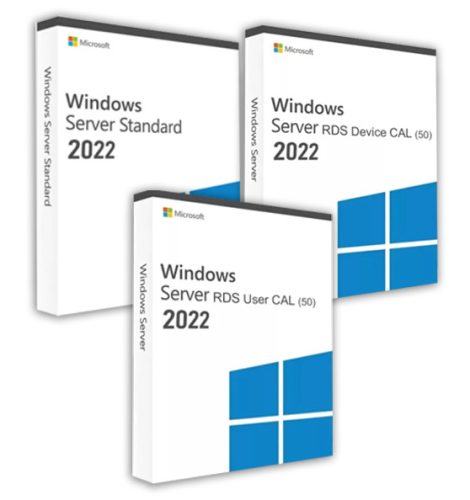 Microsoft Windows Server 2022 Standard (2 utilizatori) + 2022 RDS User CAL (50 utilizatori) + 2022 RDS Device CAL (50 dispozitive) Business 22